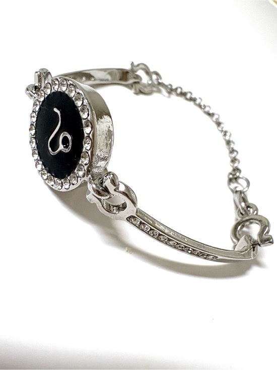Jewelry - Silver-Tone Zodiac Leo Bracelet with Black Dial Crystal Embellishments S/XS
